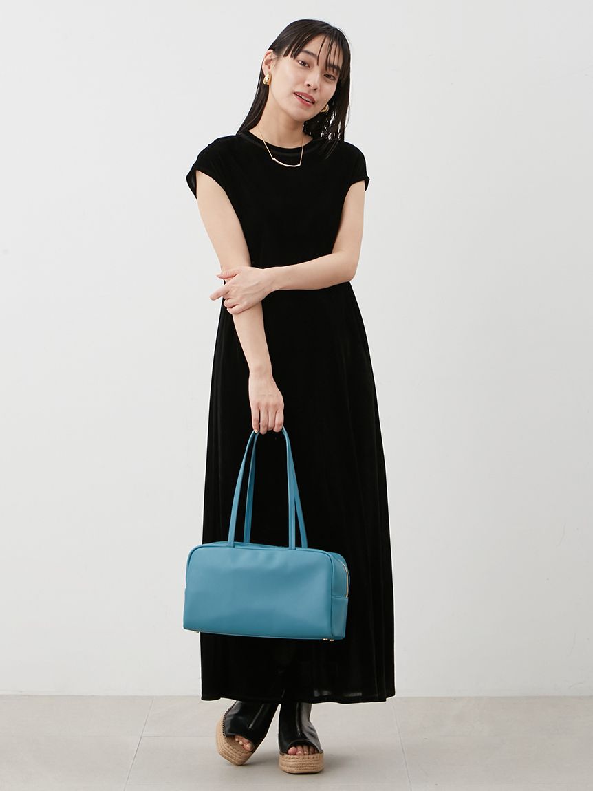 Mila Owen「バックシャンフレンチスリーブベロアワンピース」|ワンピース|BLK