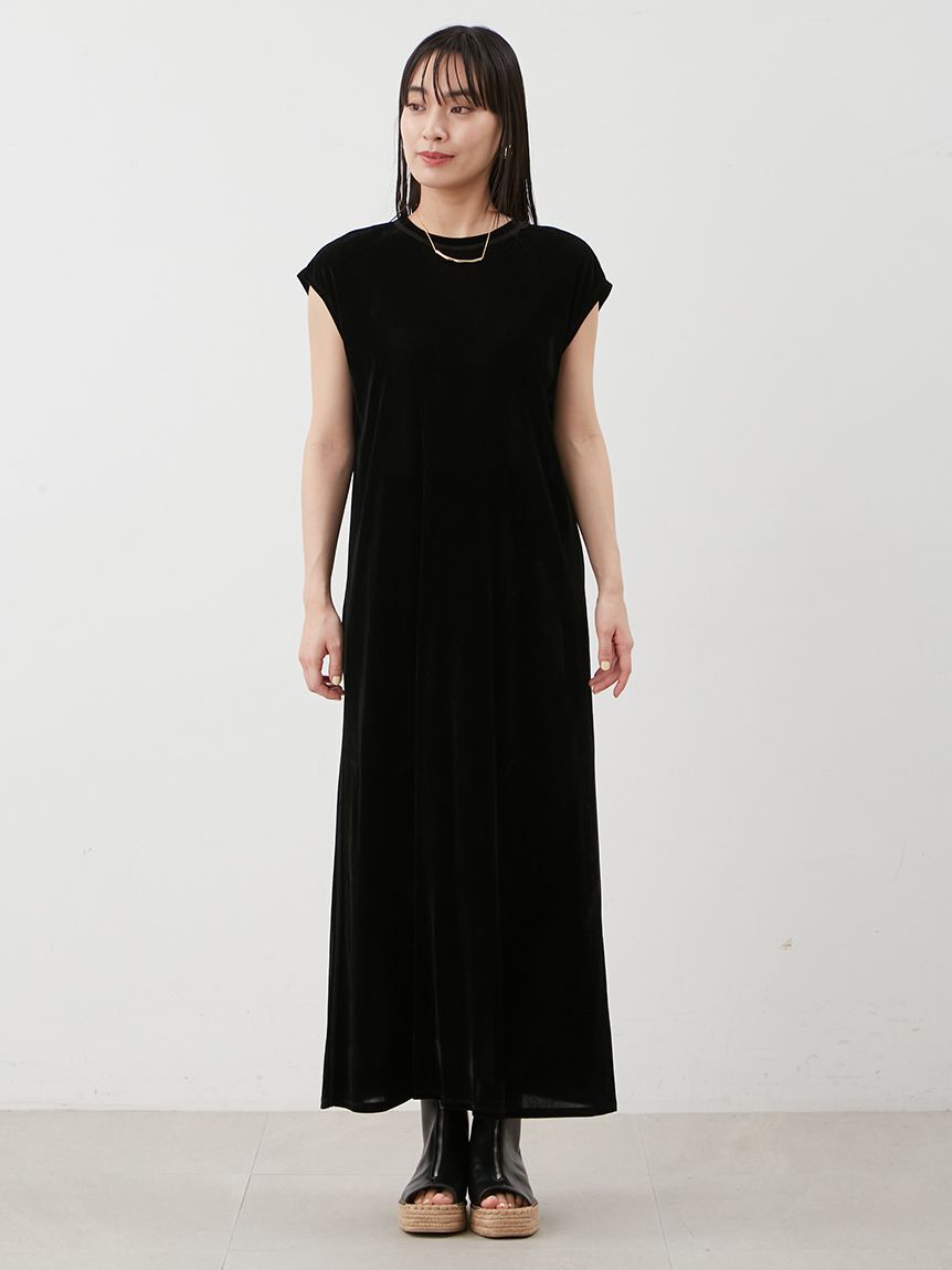 Mila Owen「バックシャンフレンチスリーブベロアワンピース」|ワンピース|