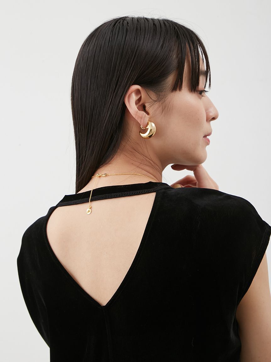 Mila Owen「バックシャンフレンチスリーブベロアワンピース」|ワンピース|