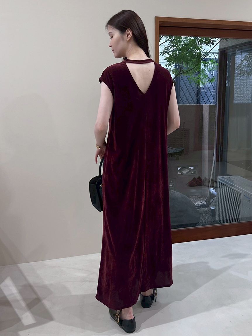 Mila Owen「バックシャンフレンチスリーブベロアワンピース」|ワンピース|