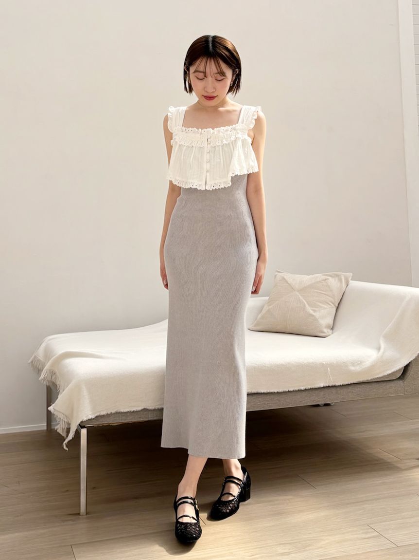 SNIDEL「レースドッキングニットワンピース」|ワンピース|GRY