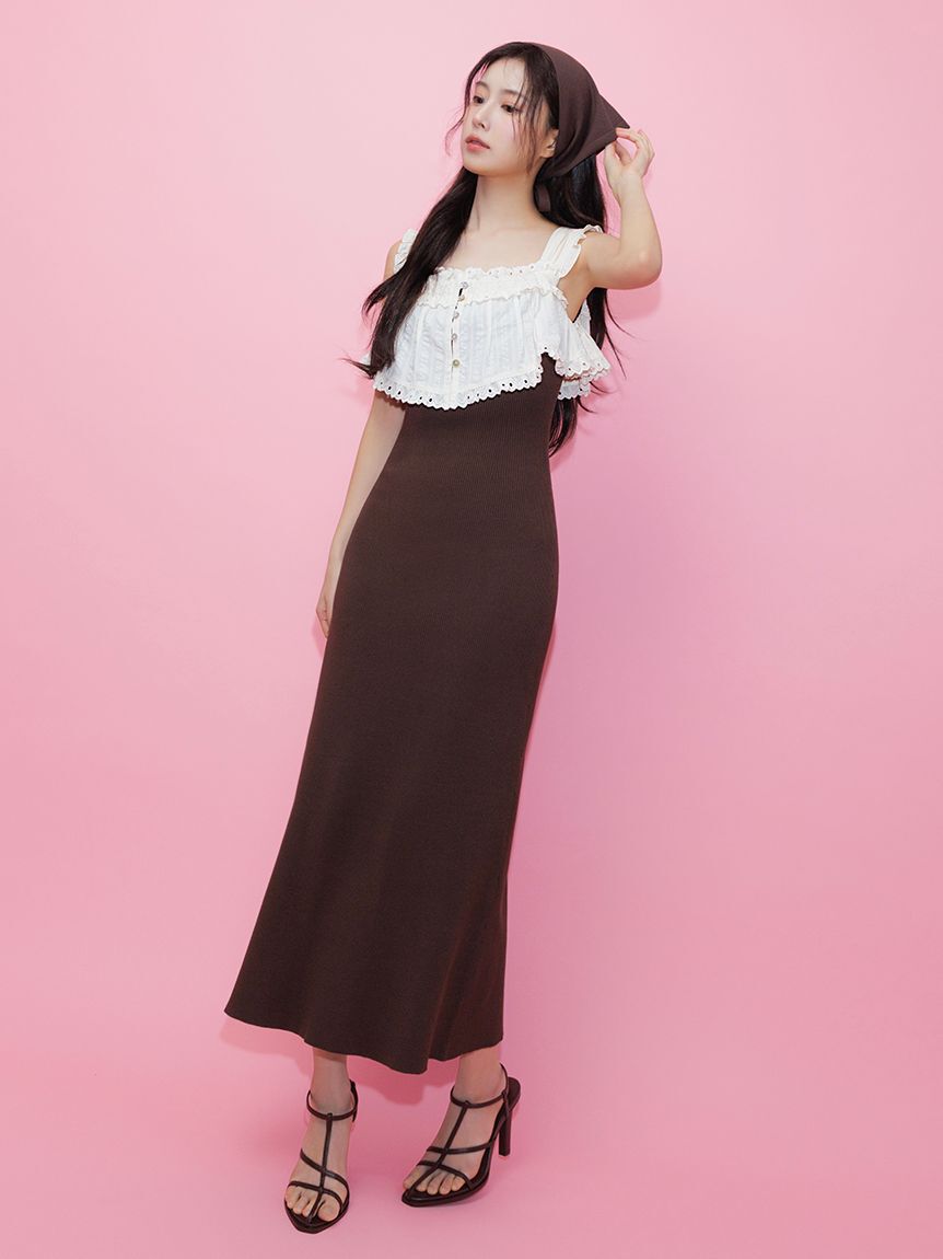 SNIDEL「レースドッキングニットワンピース」|ワンピース|BRW