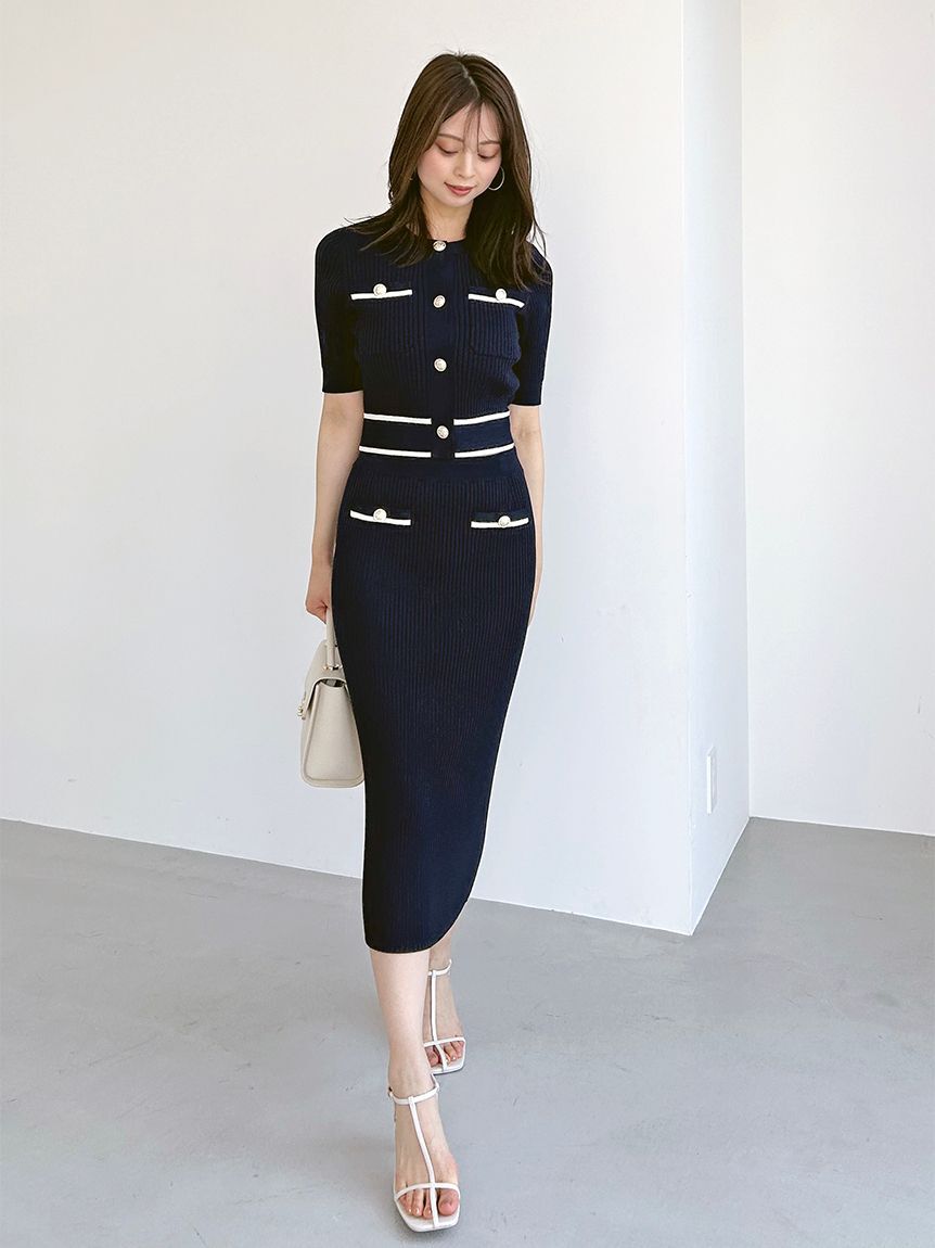 SNIDEL「メタルボタンニットセットアップ」|ワンピース|