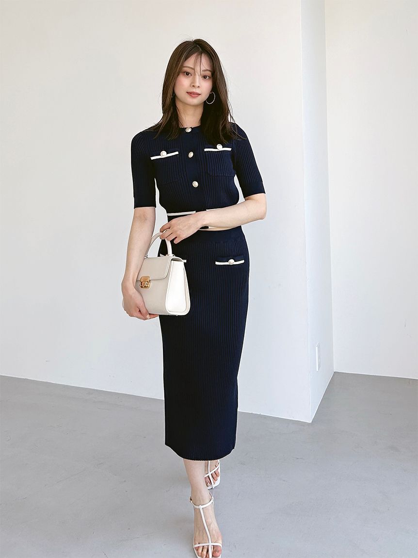 SNIDEL「メタルボタンニットセットアップ」|ワンピース|