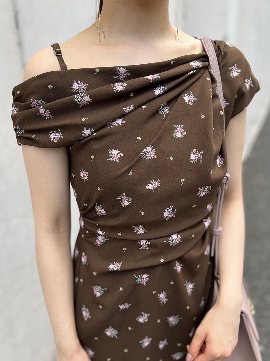 SNIDEL「フラワープリントドレープワンピース」|ワンピース|