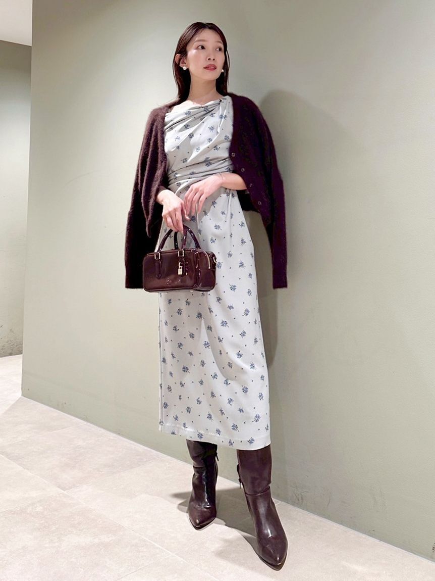 SNIDEL「フラワープリントドレープワンピース」|ワンピース|