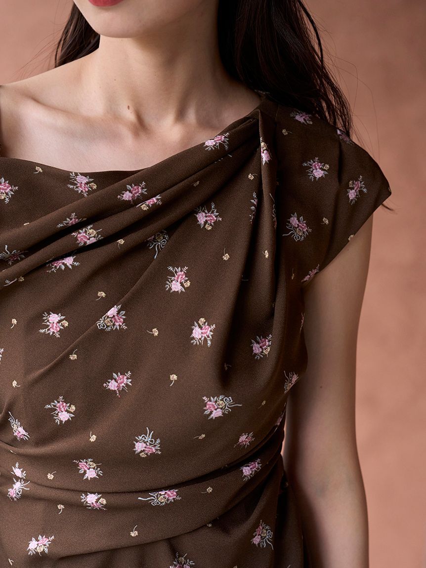 SNIDEL「フラワープリントドレープワンピース」|ワンピース|