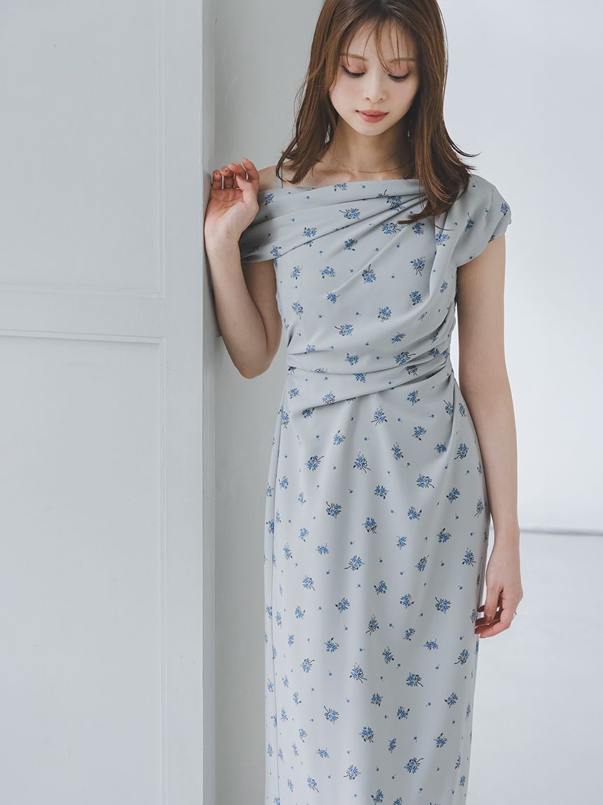 SNIDEL「フラワープリントドレープワンピース」|ワンピース|