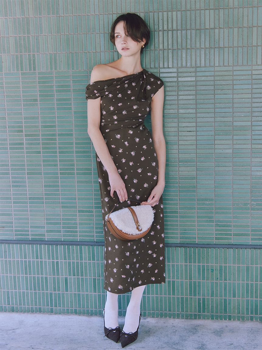 SNIDEL「フラワープリントドレープワンピース」|ワンピース|