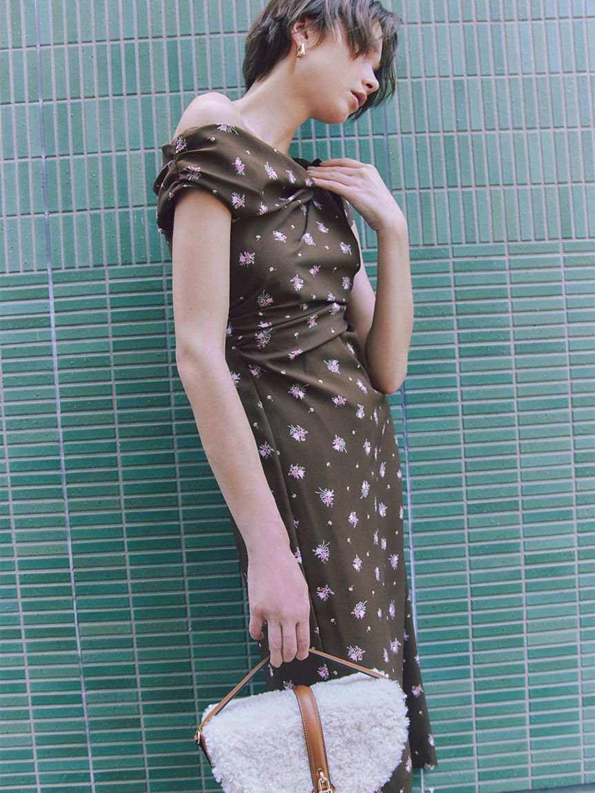 SNIDEL「フラワープリントドレープワンピース」|ワンピース|