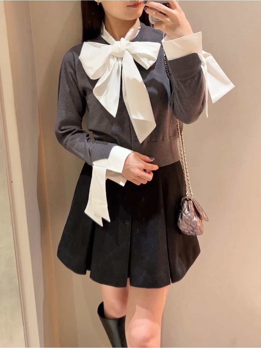 SNIDEL「ボウタイドッキングニットプルオーバー」|ニット・セーター|