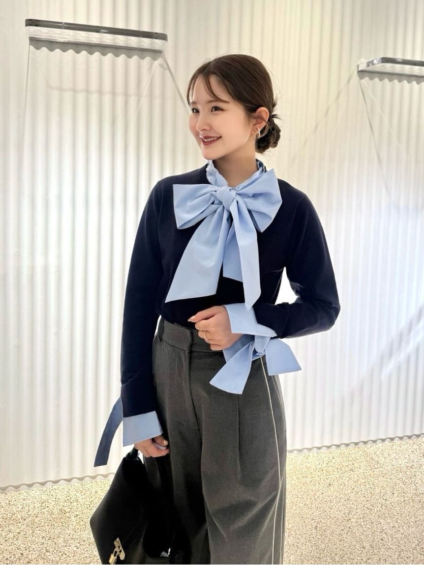 SNIDEL「ボウタイドッキングニットプルオーバー」|ニット・セーター|