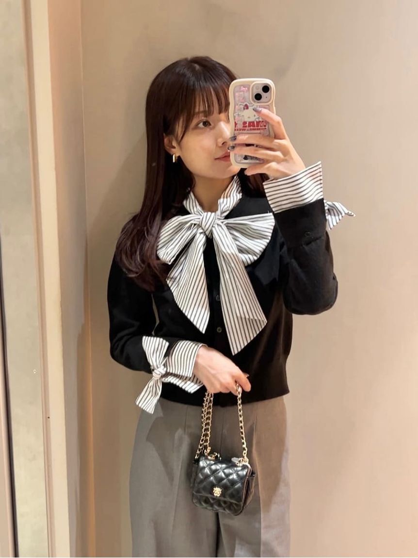 SNIDEL「ボウタイドッキングニットプルオーバー」|ニット・セーター|