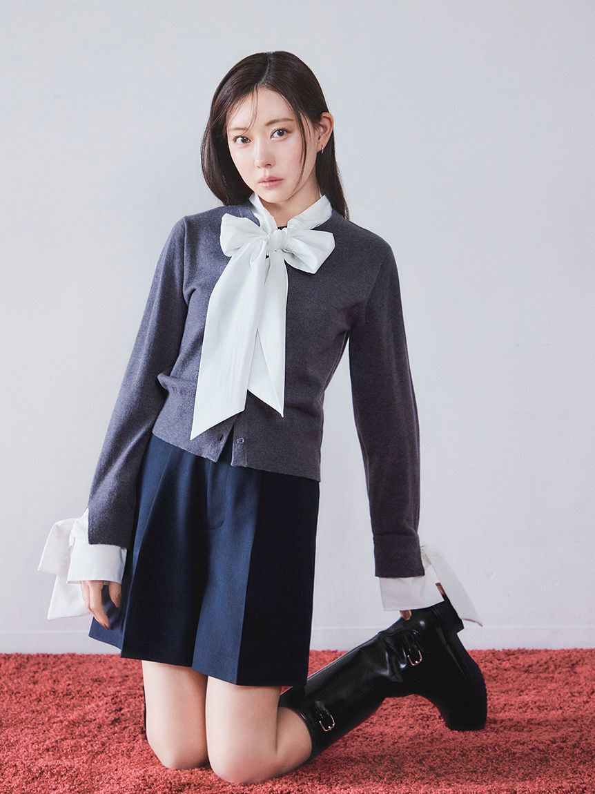 SNIDEL「ボウタイドッキングニットプルオーバー」|ニット・セーター|