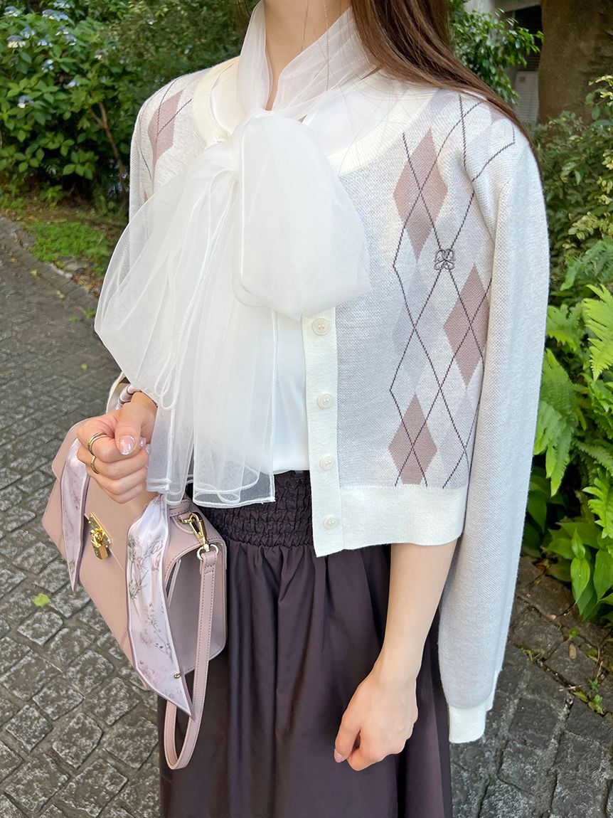 SNIDEL「チュールボウタイノースリブラウス」|シャツ・ブラウス|