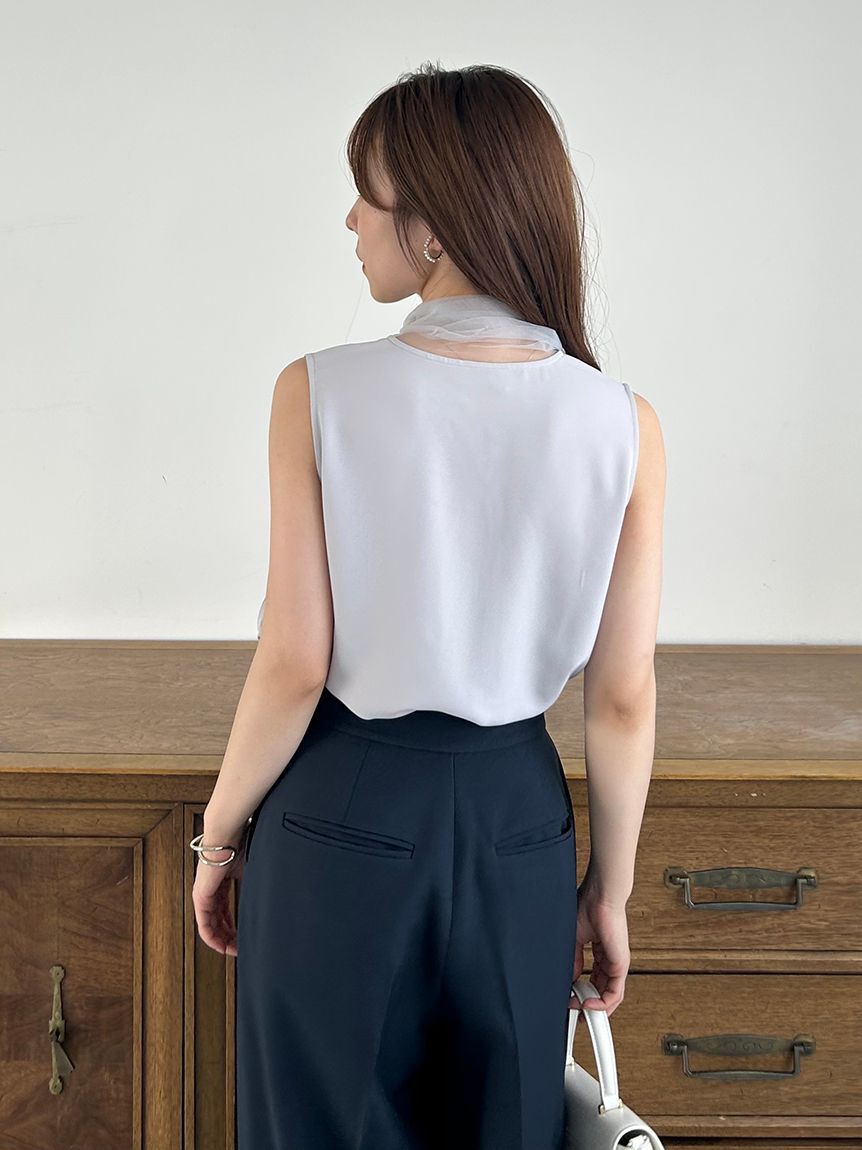 SNIDEL「チュールボウタイノースリブラウス」|シャツ・ブラウス|