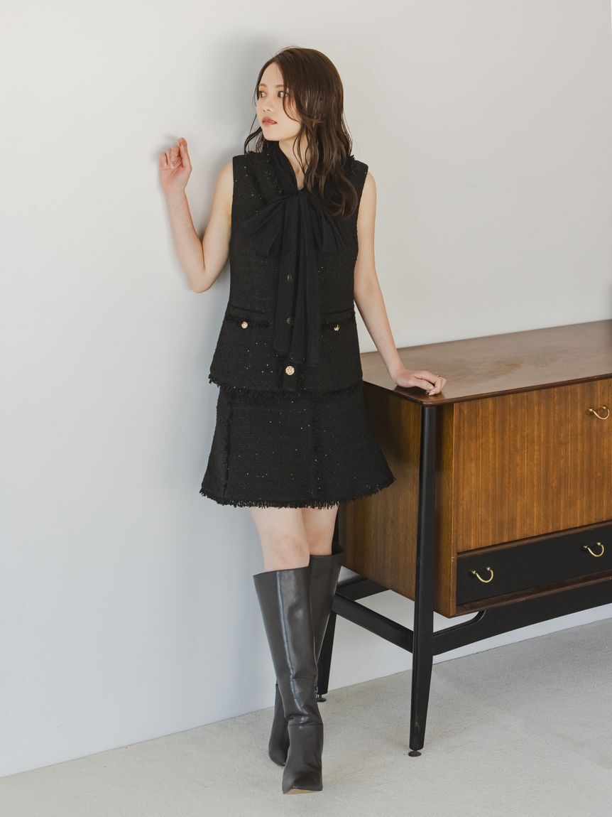 SNIDEL「チュールボウタイノースリブラウス」|シャツ・ブラウス|