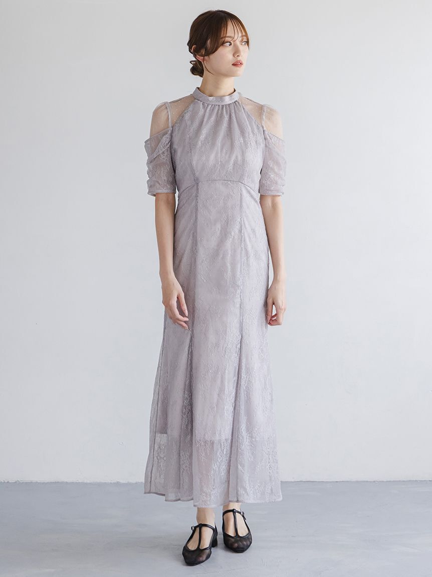 SNIDEL「シアーショルダーレースドレス」|ドレス|LGRY