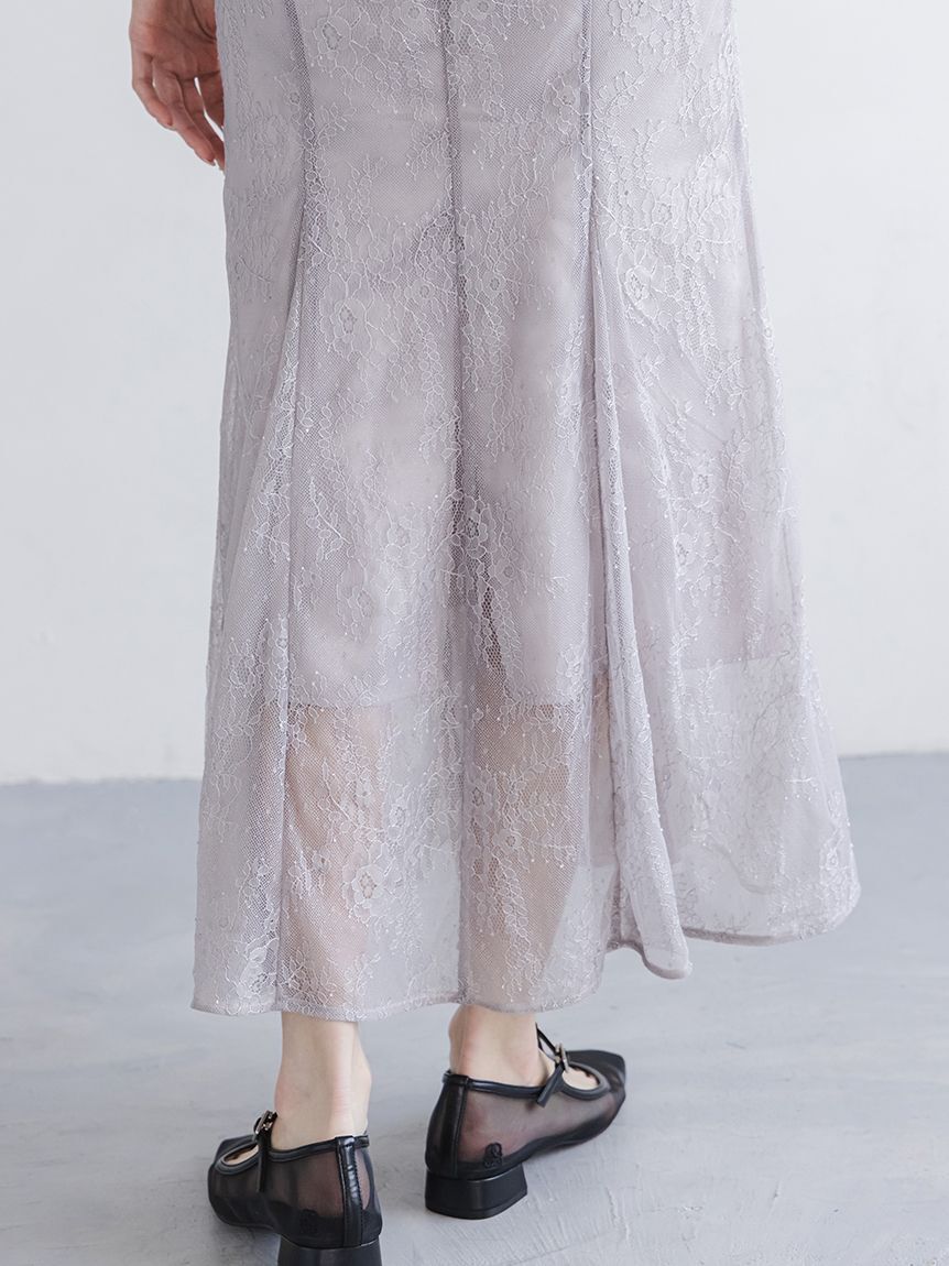 SNIDEL「シアーショルダーレースドレス」|ドレス|