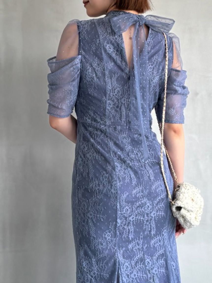 SNIDEL「シアーショルダーレースドレス」|ドレス|