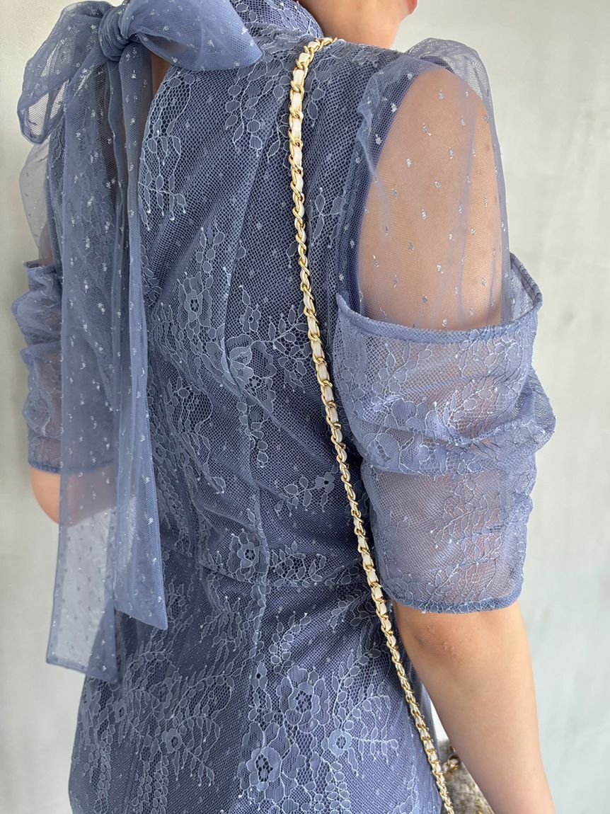 SNIDEL「シアーショルダーレースドレス」|ドレス|