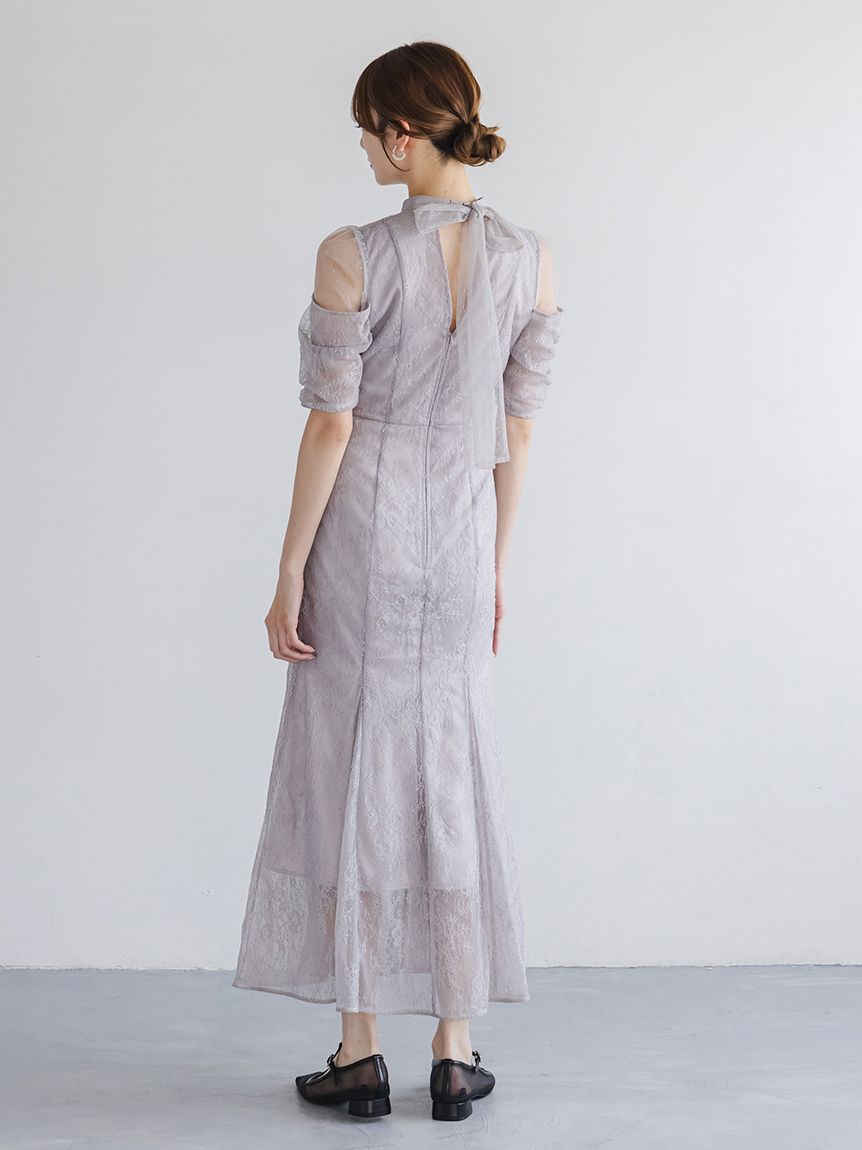 SNIDEL「シアーショルダーレースドレス」|ドレス|