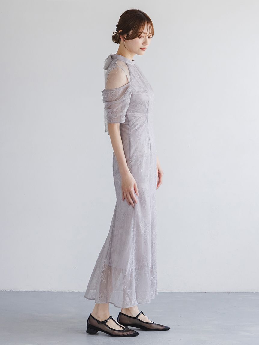 SNIDEL「シアーショルダーレースドレス」|ドレス|