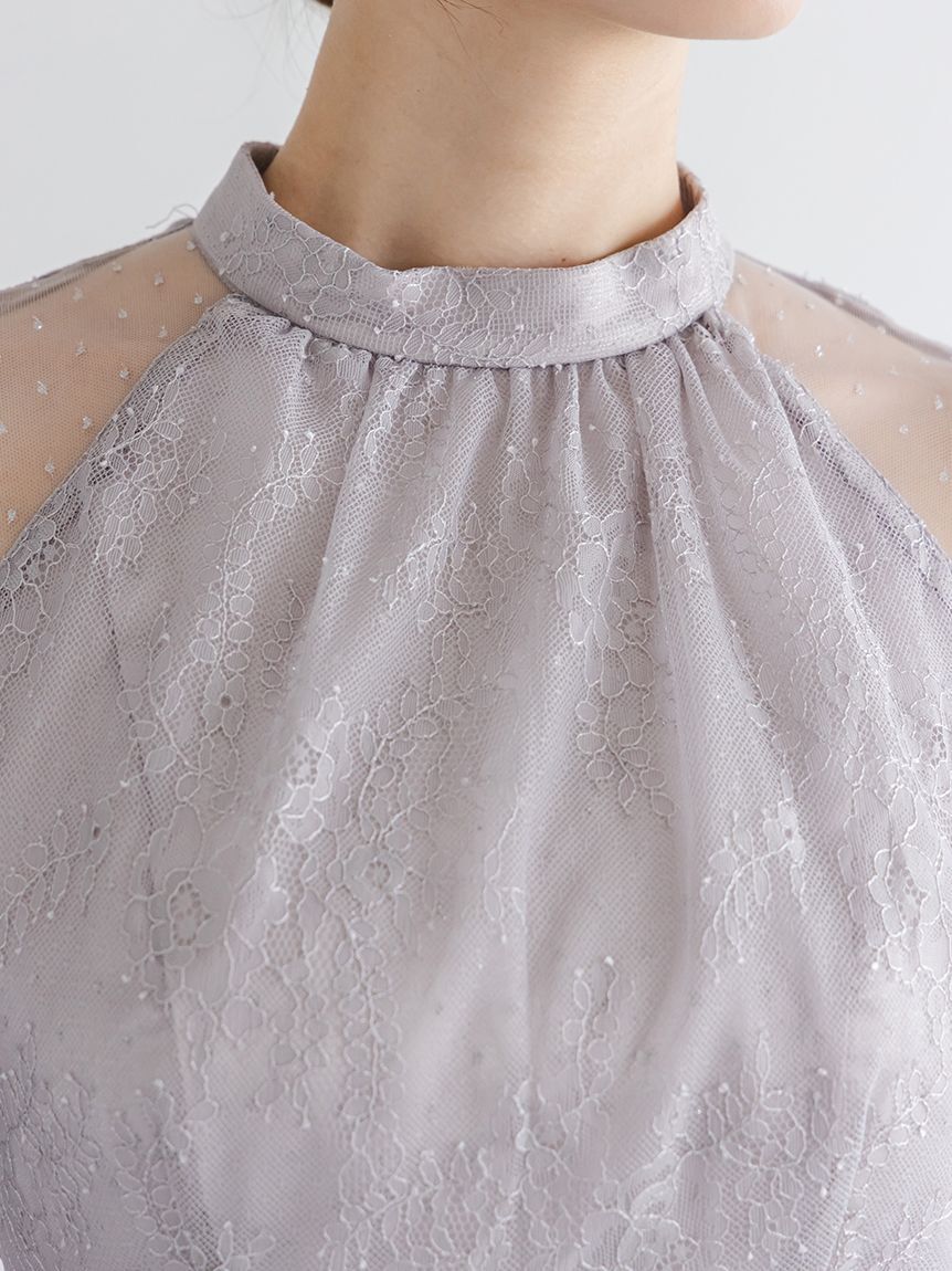 SNIDEL「シアーショルダーレースドレス」|ドレス|