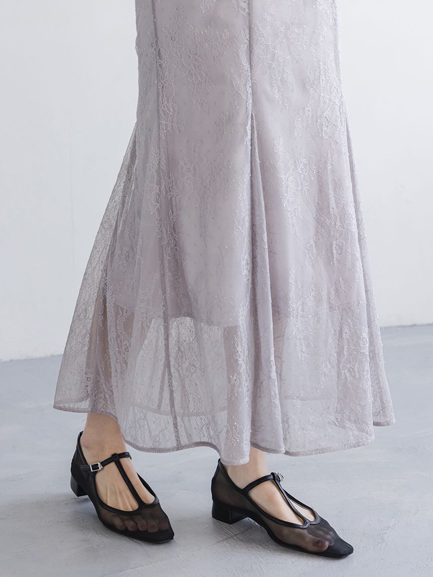 SNIDEL「シアーショルダーレースドレス」|ドレス|