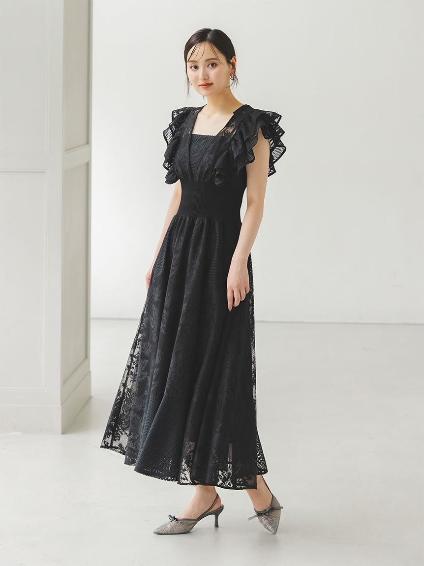 SNIDEL「ウエストリブレースドレス」|ドレス|