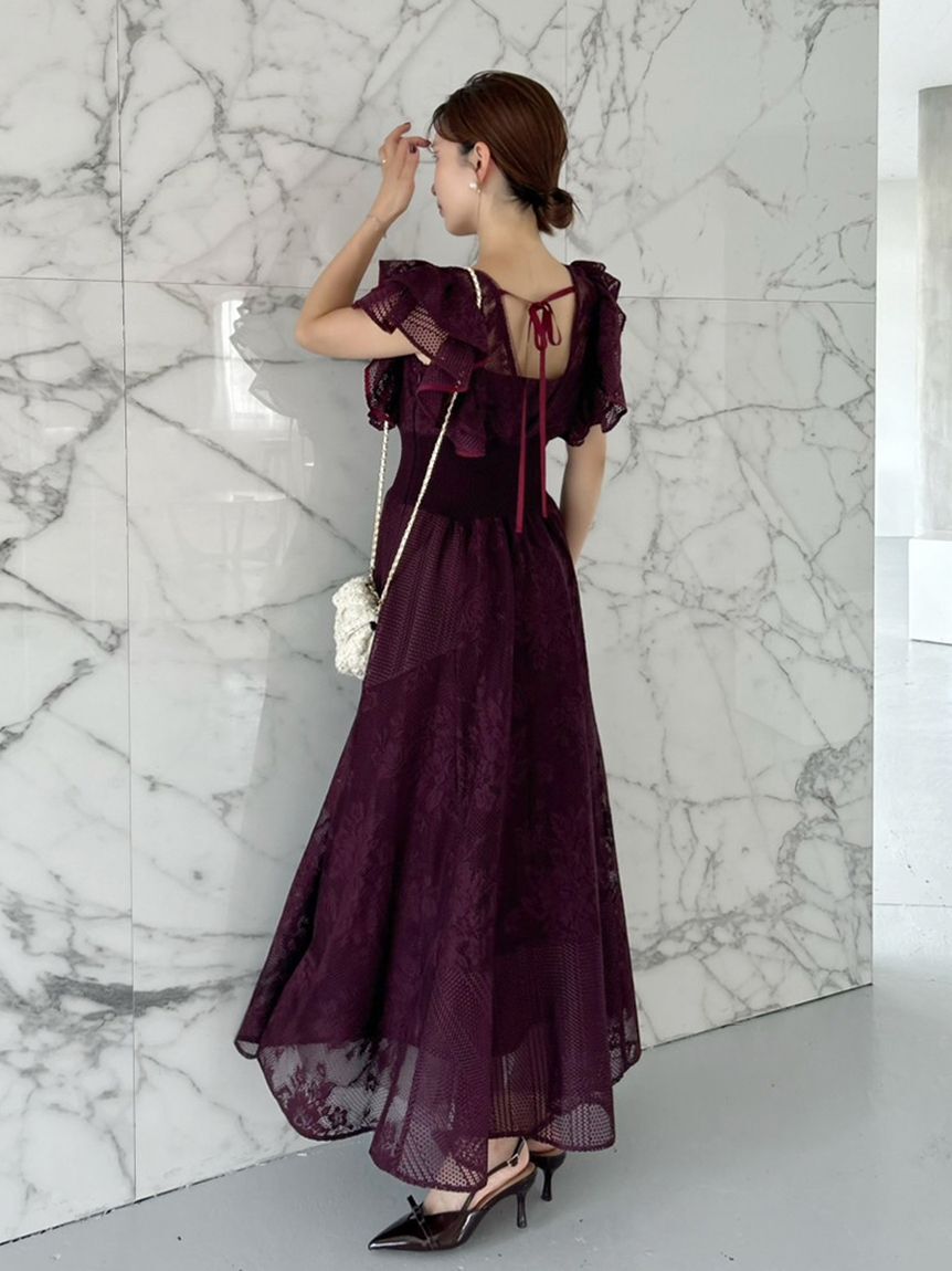 SNIDEL「ウエストリブレースドレス」|ドレス|