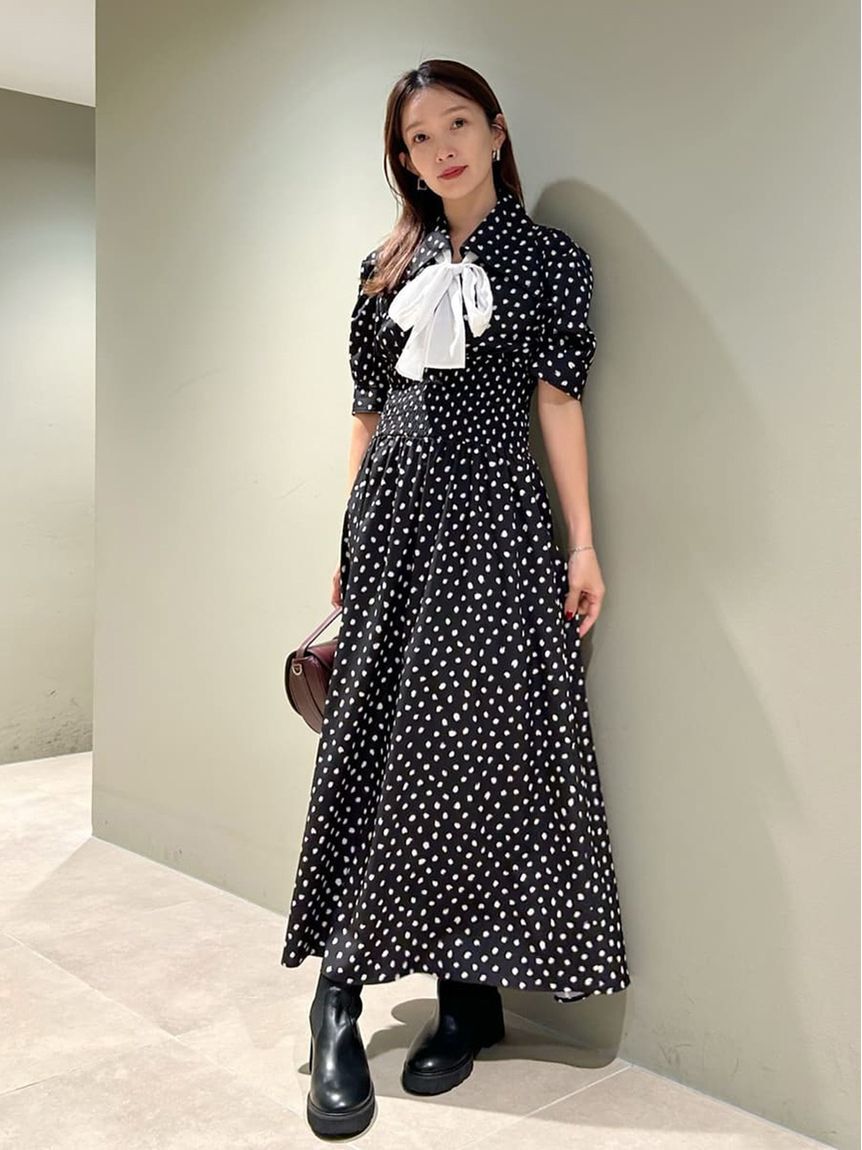 SNIDEL「ドットボウタイシャツワンピース」|ワンピース|