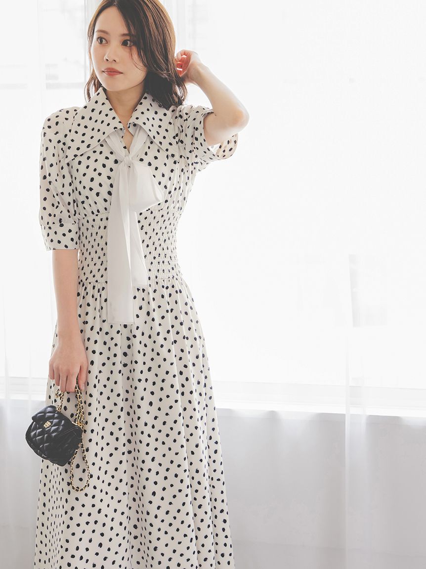 SNIDEL「ドットボウタイシャツワンピース」|ワンピース|