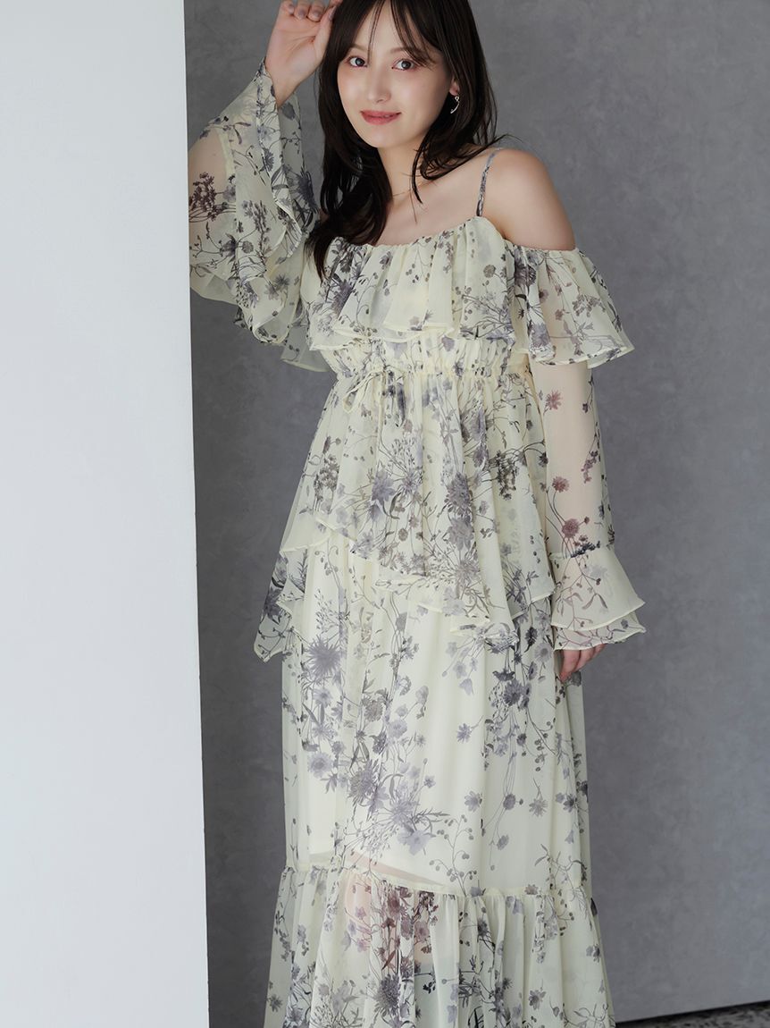 SNIDEL「オフショルフリルワンピース」|ワンピース|YEL