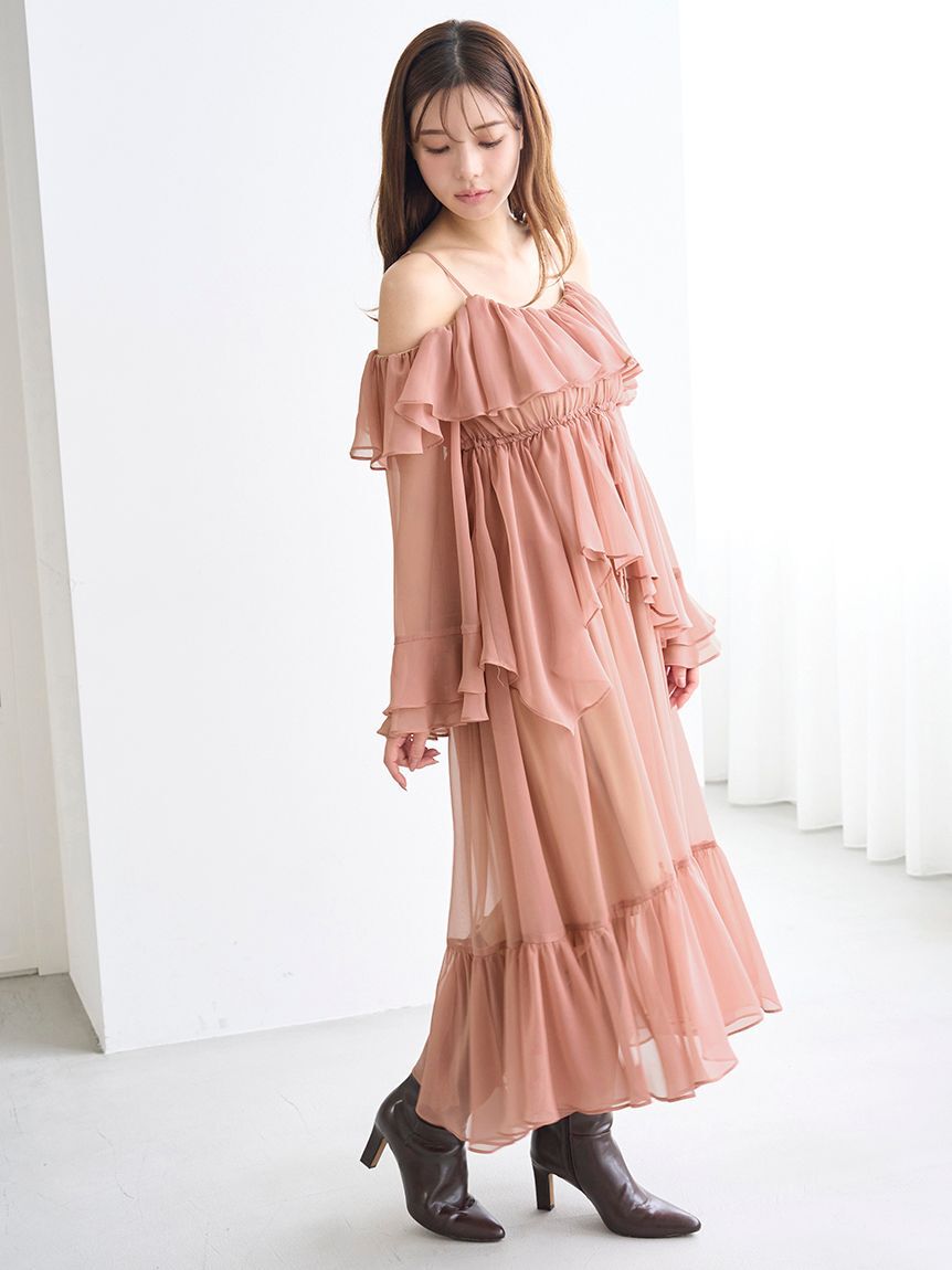 SNIDEL「オフショルフリルワンピース」|ワンピース|
