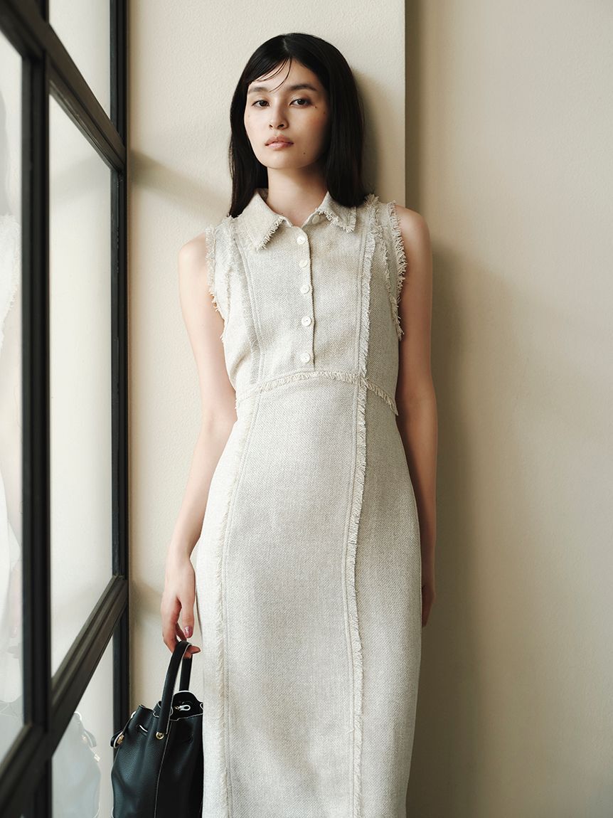 FRAY I.D「【00サイズ】フリンジデザインツイードポロワンピース」|ワンピース|IVR