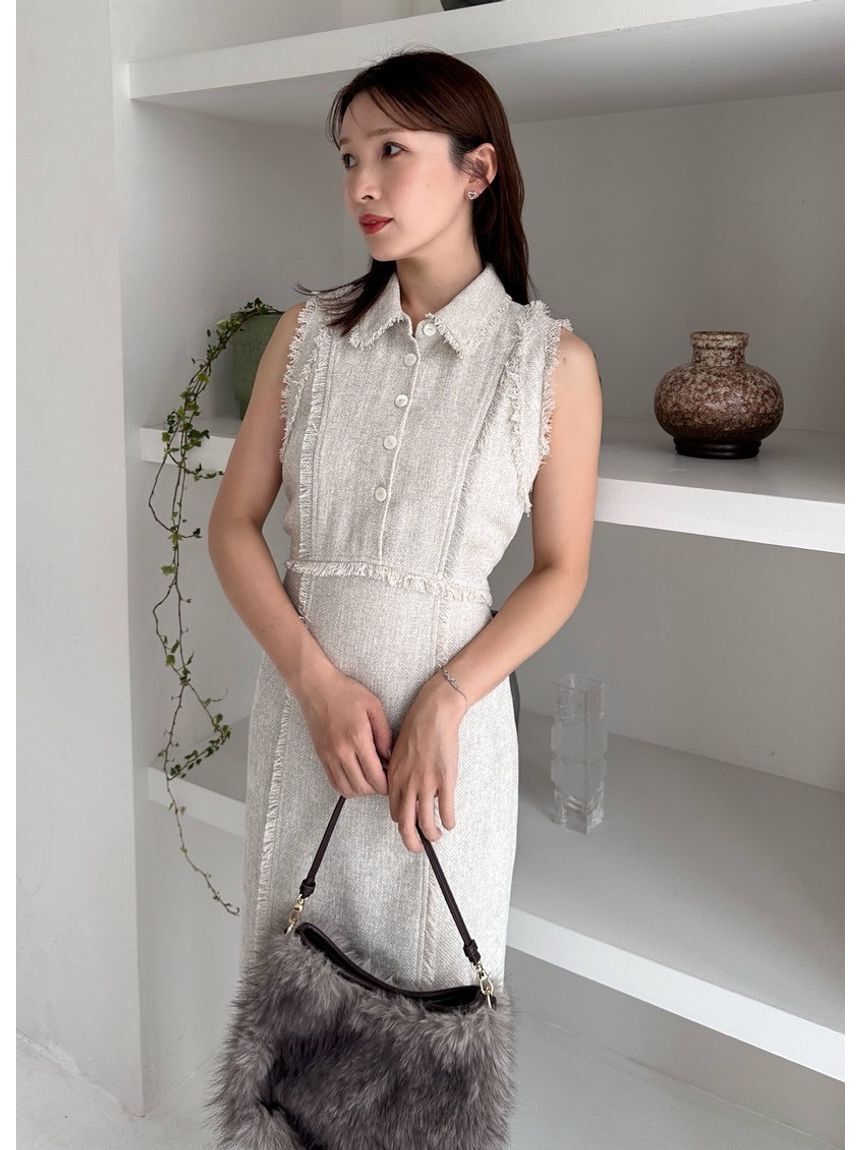 FRAY I.D「【00サイズ】フリンジデザインツイードポロワンピース」|ワンピース|