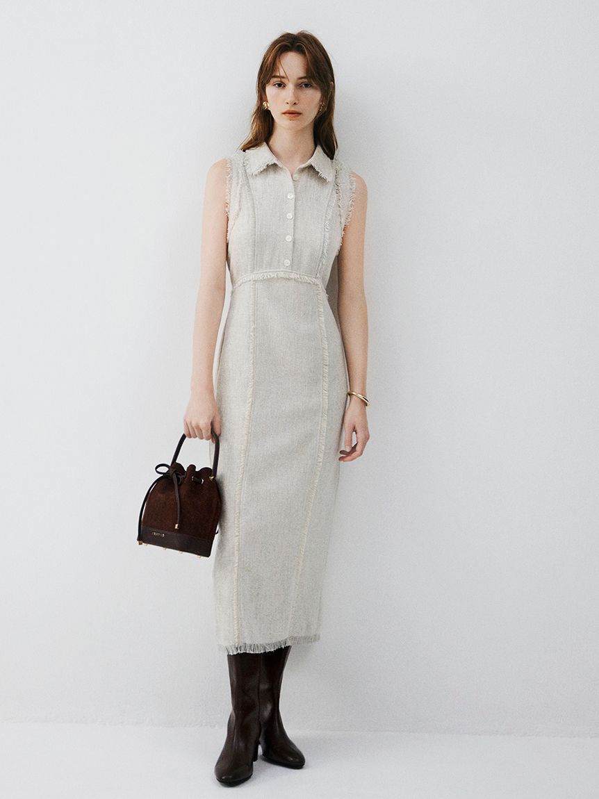 FRAY I.D「【00サイズ】フリンジデザインツイードポロワンピース」|ワンピース|