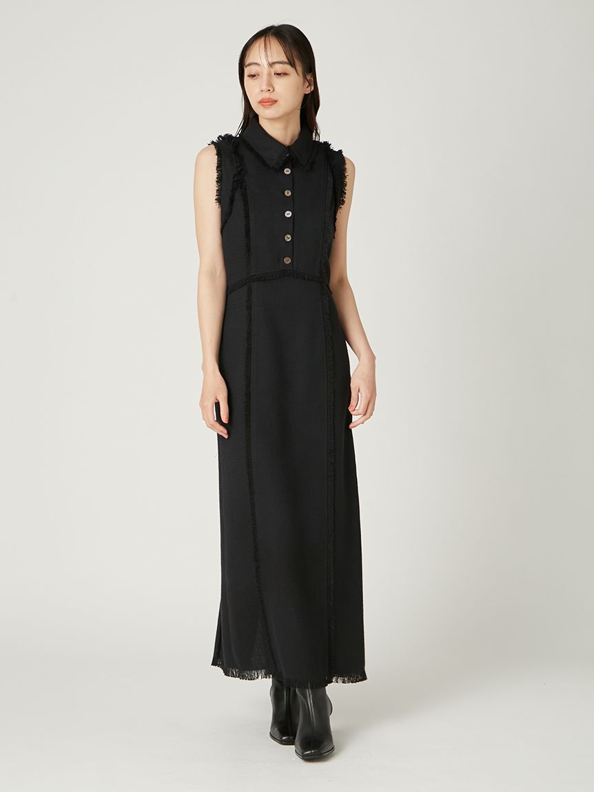 FRAY I.D「【00サイズ】フリンジデザインツイードポロワンピース」|ワンピース|