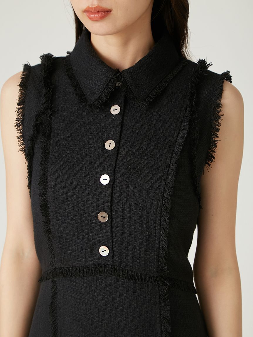 FRAY I.D「【00サイズ】フリンジデザインツイードポロワンピース」|ワンピース|