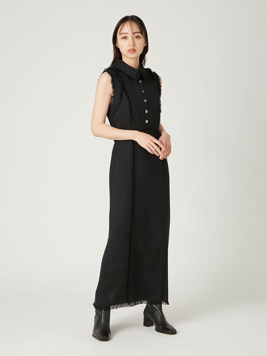 FRAY I.D「【00サイズ】フリンジデザインツイードポロワンピース」|ワンピース|