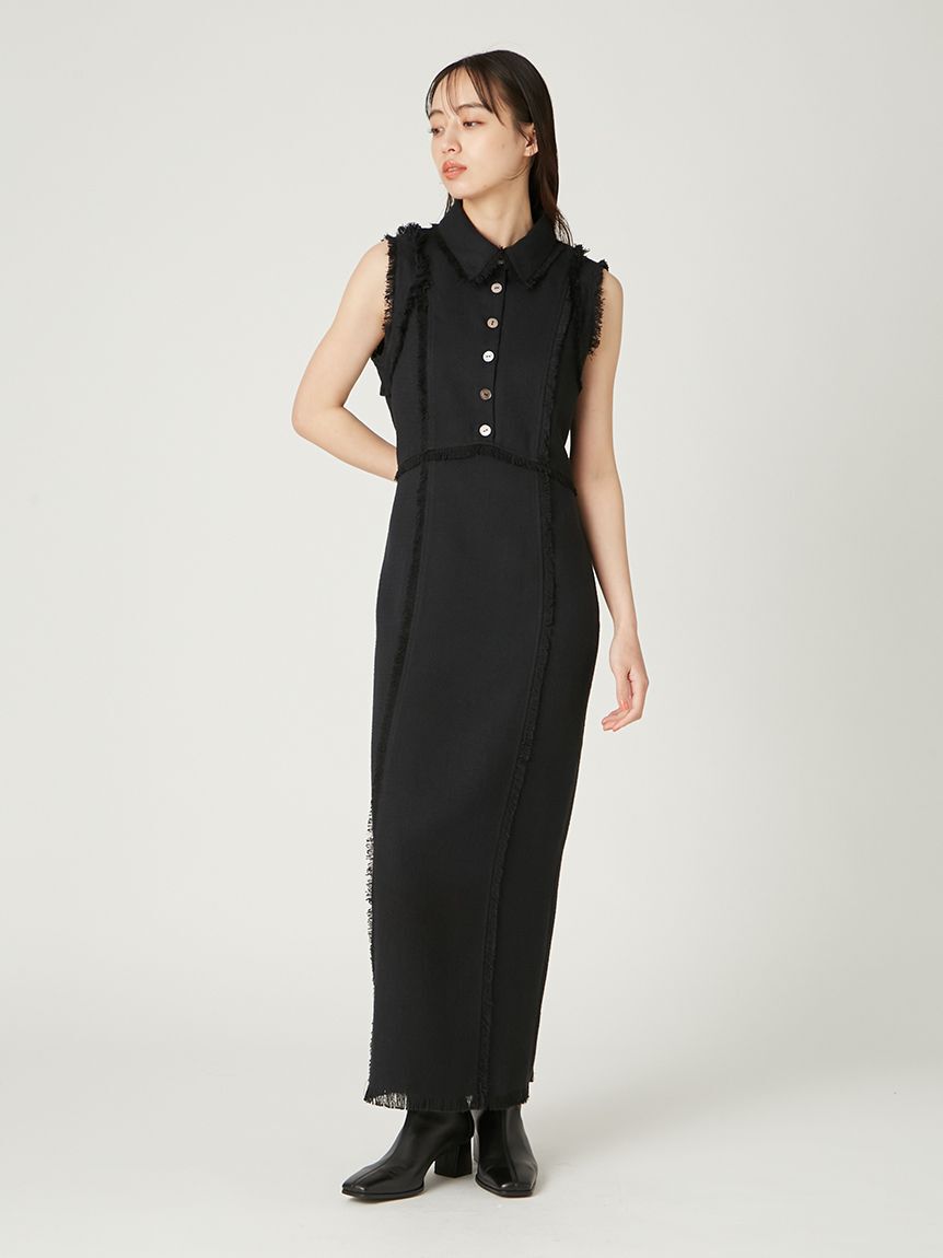 FRAY I.D「【00サイズ】フリンジデザインツイードポロワンピース」|ワンピース|