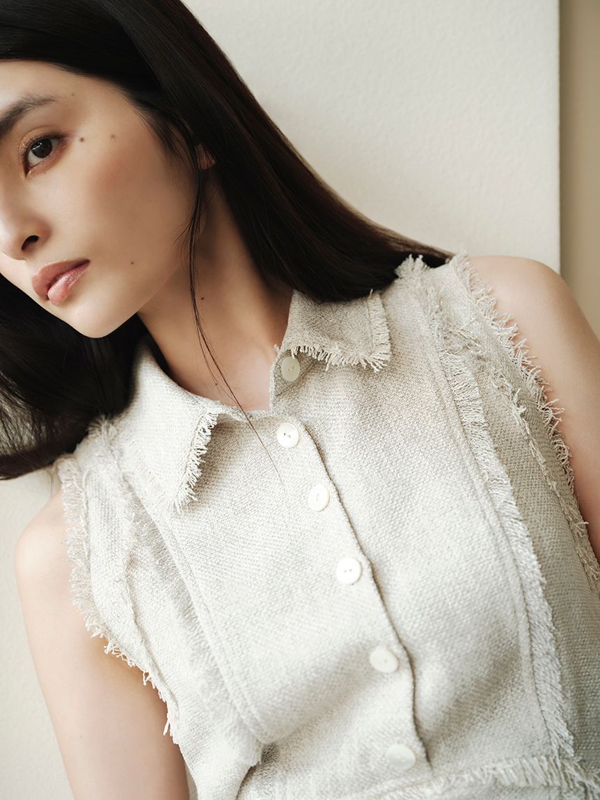 FRAY I.D「【00サイズ】フリンジデザインツイードポロワンピース」|ワンピース|