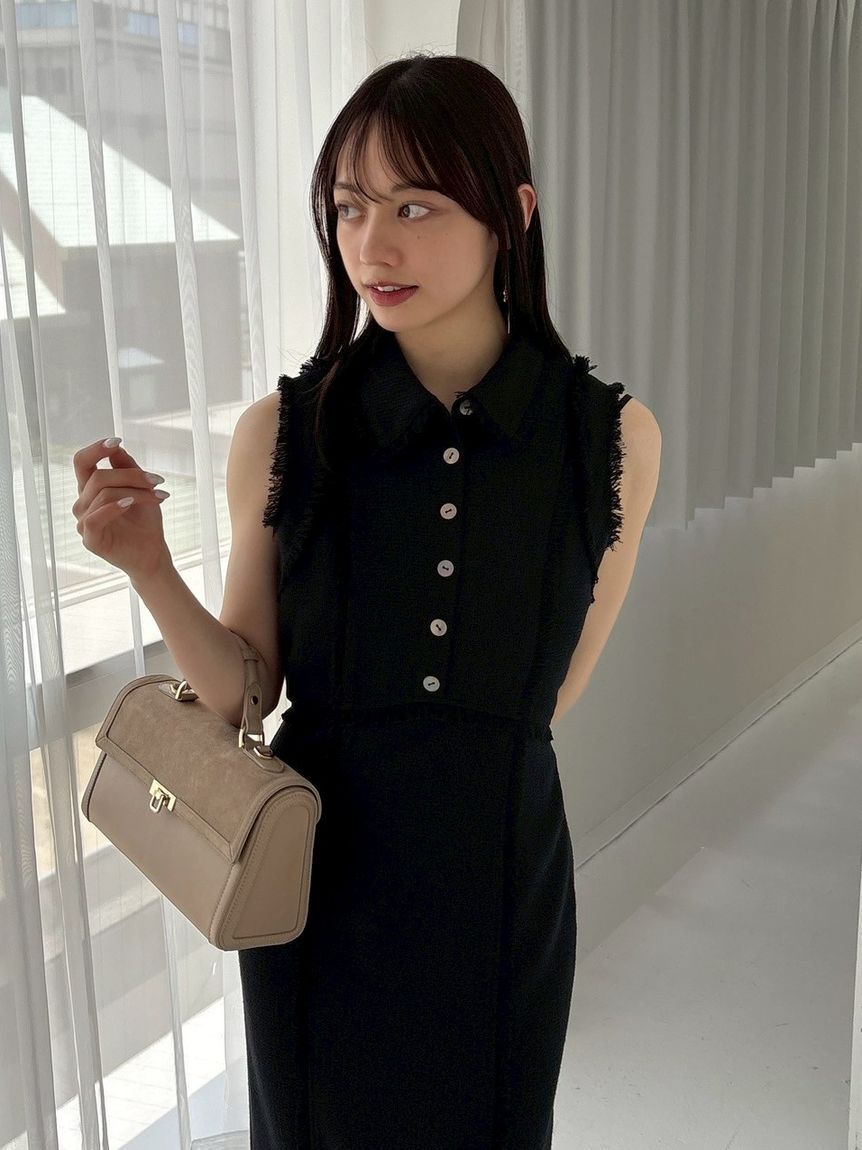 FRAY I.D「【00サイズ】フリンジデザインツイードポロワンピース」|ワンピース|