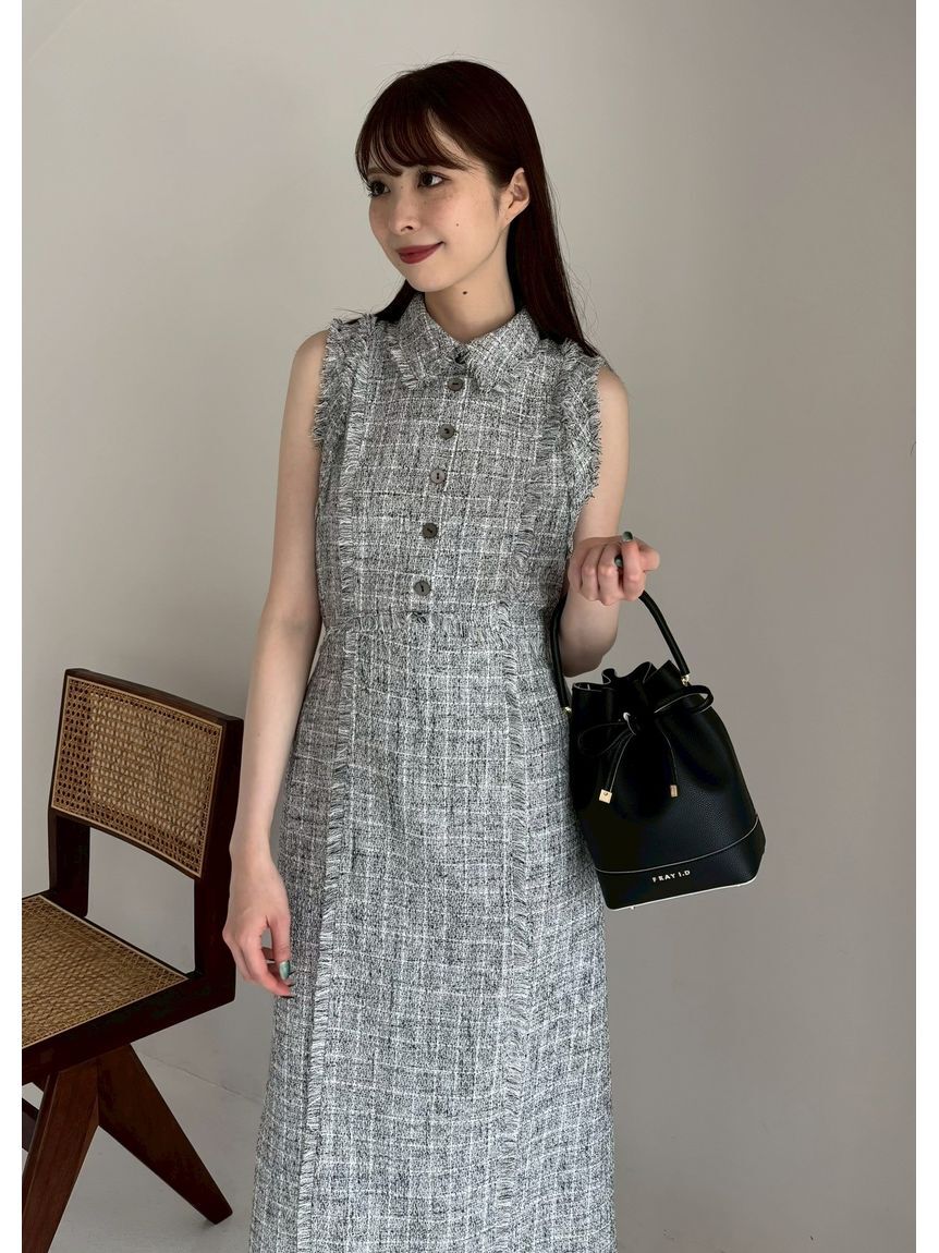 FRAY I.D「【00サイズ】フリンジデザインツイードポロワンピース」|ワンピース|