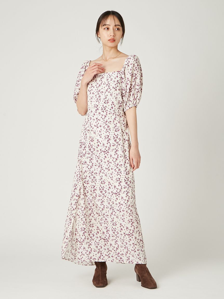 FRAY I.D「【00サイズ】スクエアネックプリントワンピース」|ワンピース|