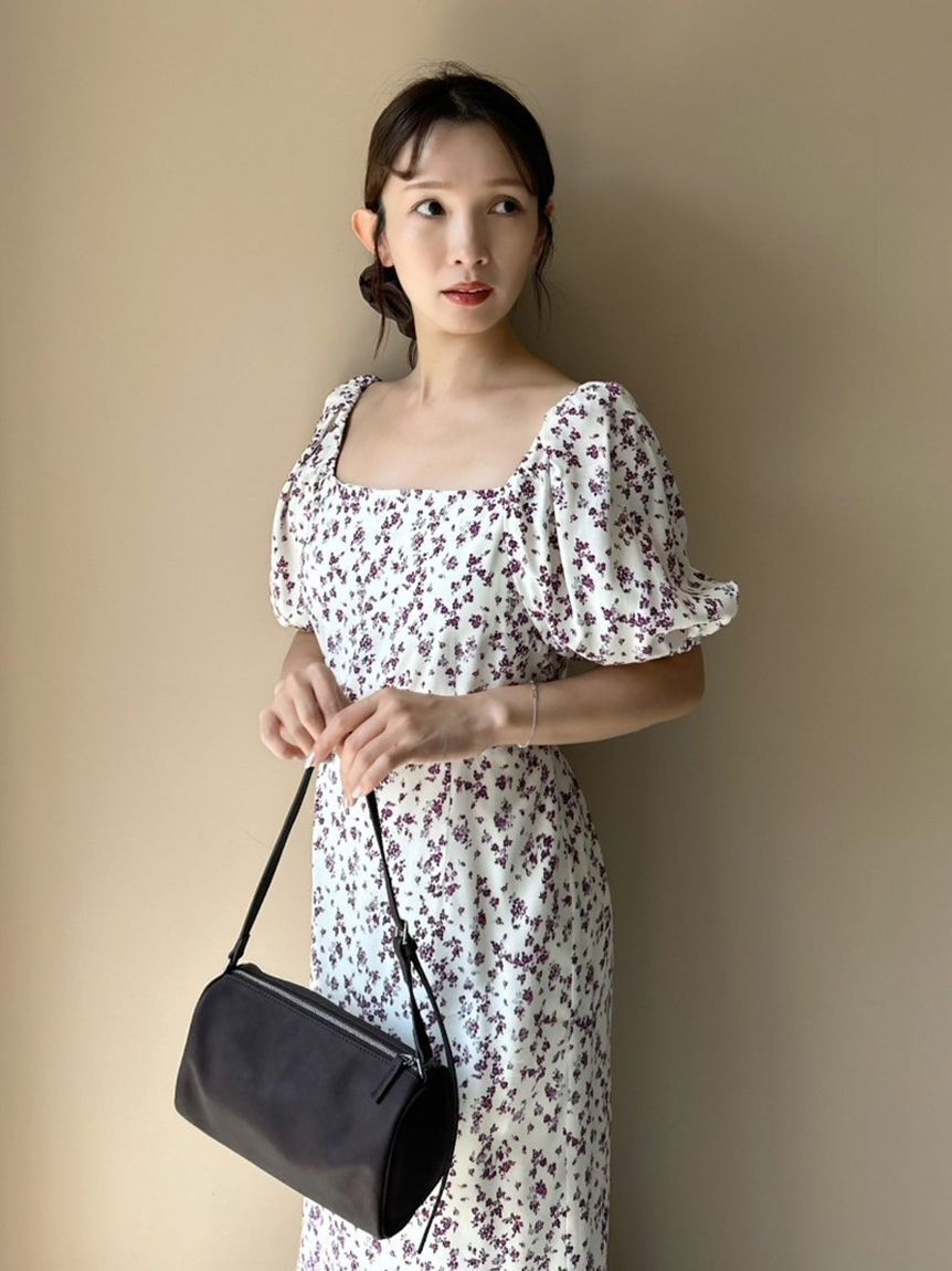 FRAY I.D「【00サイズ】スクエアネックプリントワンピース」|ワンピース|