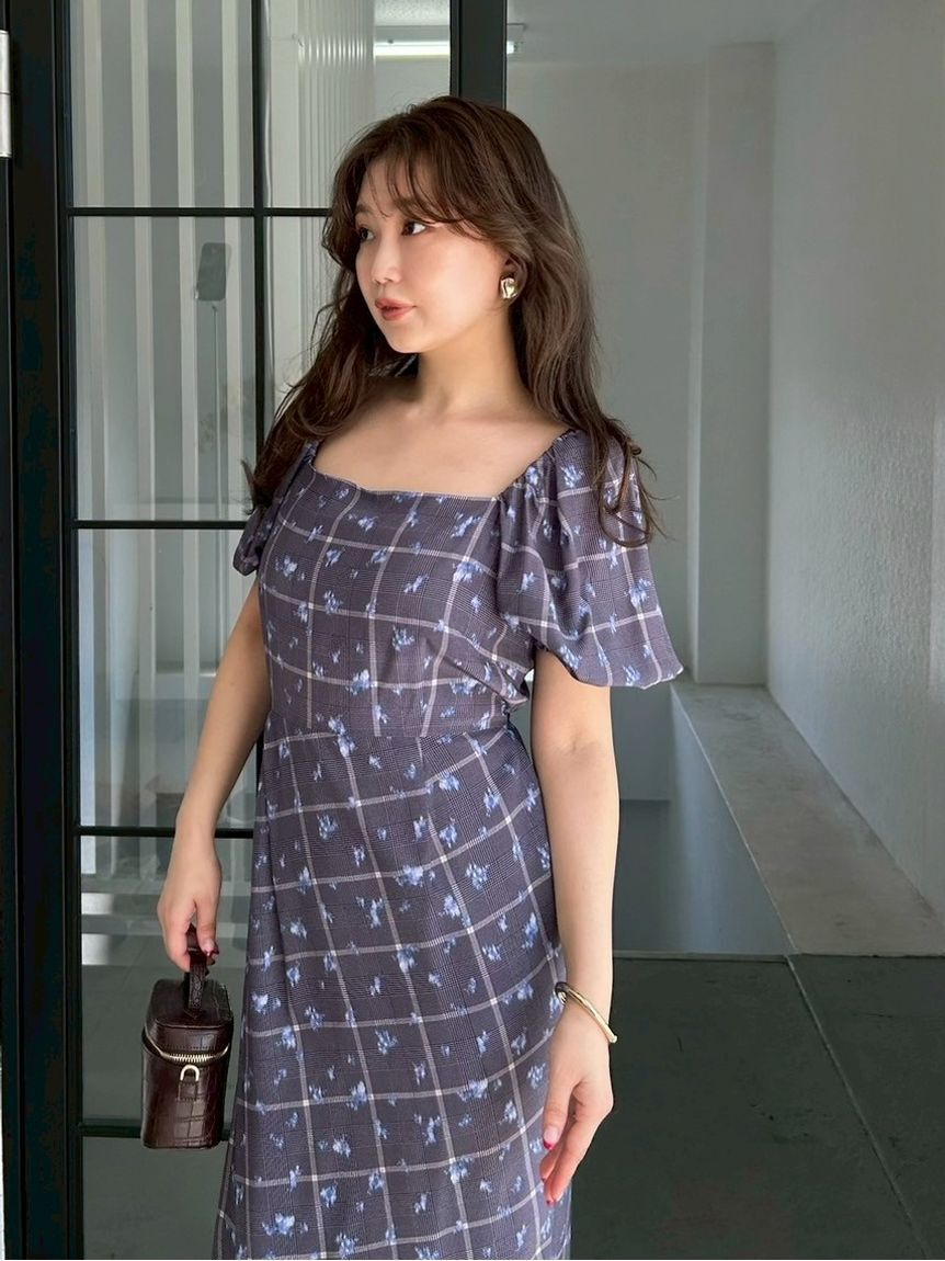 FRAY I.D「【00サイズ】スクエアネックプリントワンピース」|ワンピース|