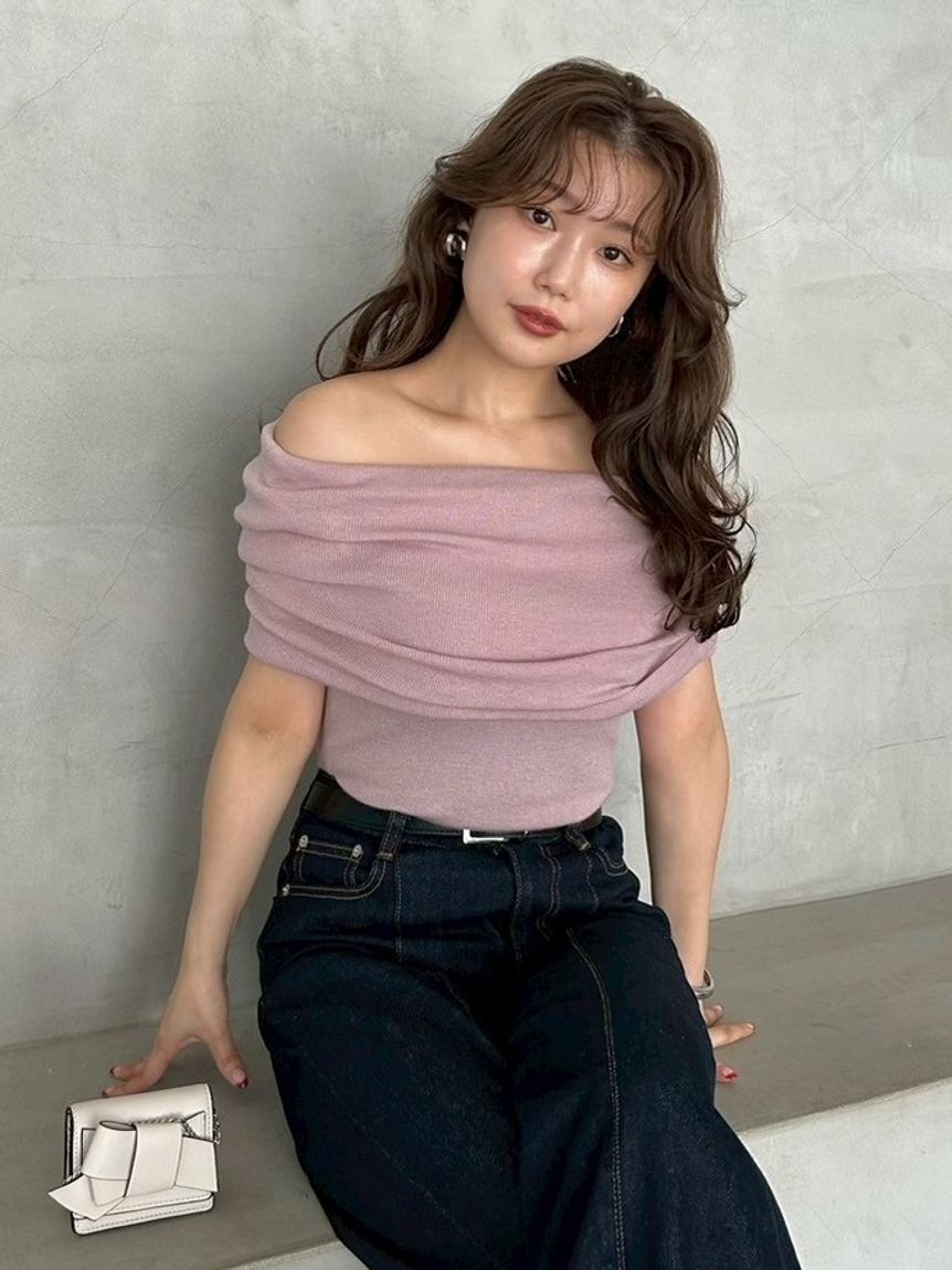 FRAY I.D「オフショルドレープノースリニット」|ニット・セーター|