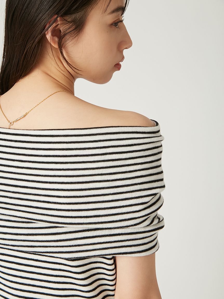 FRAY I.D「オフショルドレープノースリニット」|ニット・セーター|